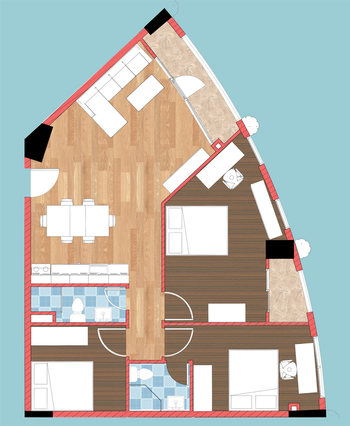 Căn hộ 3 phòng ngủ