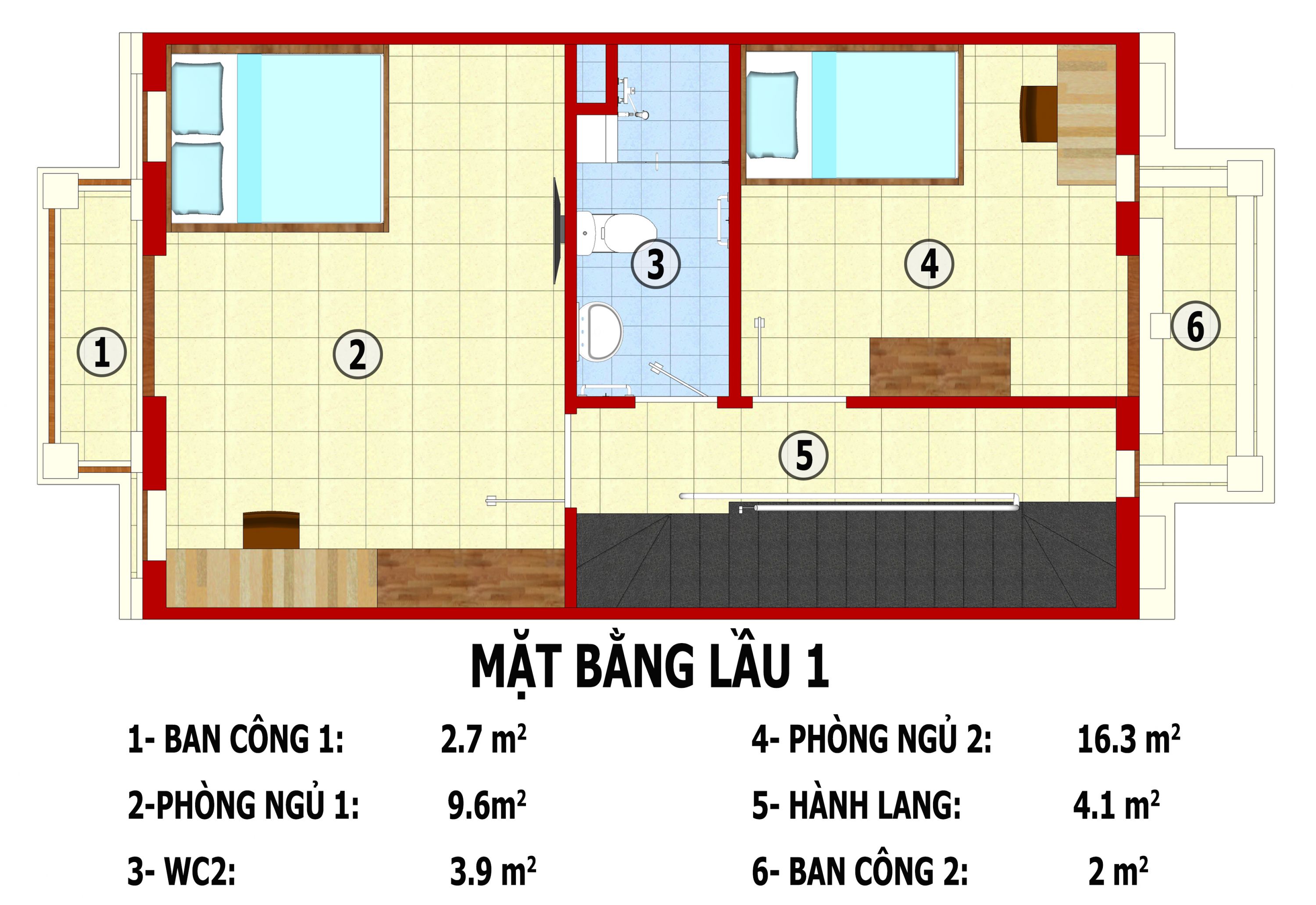 Liên kế 3 tầng căn giữa