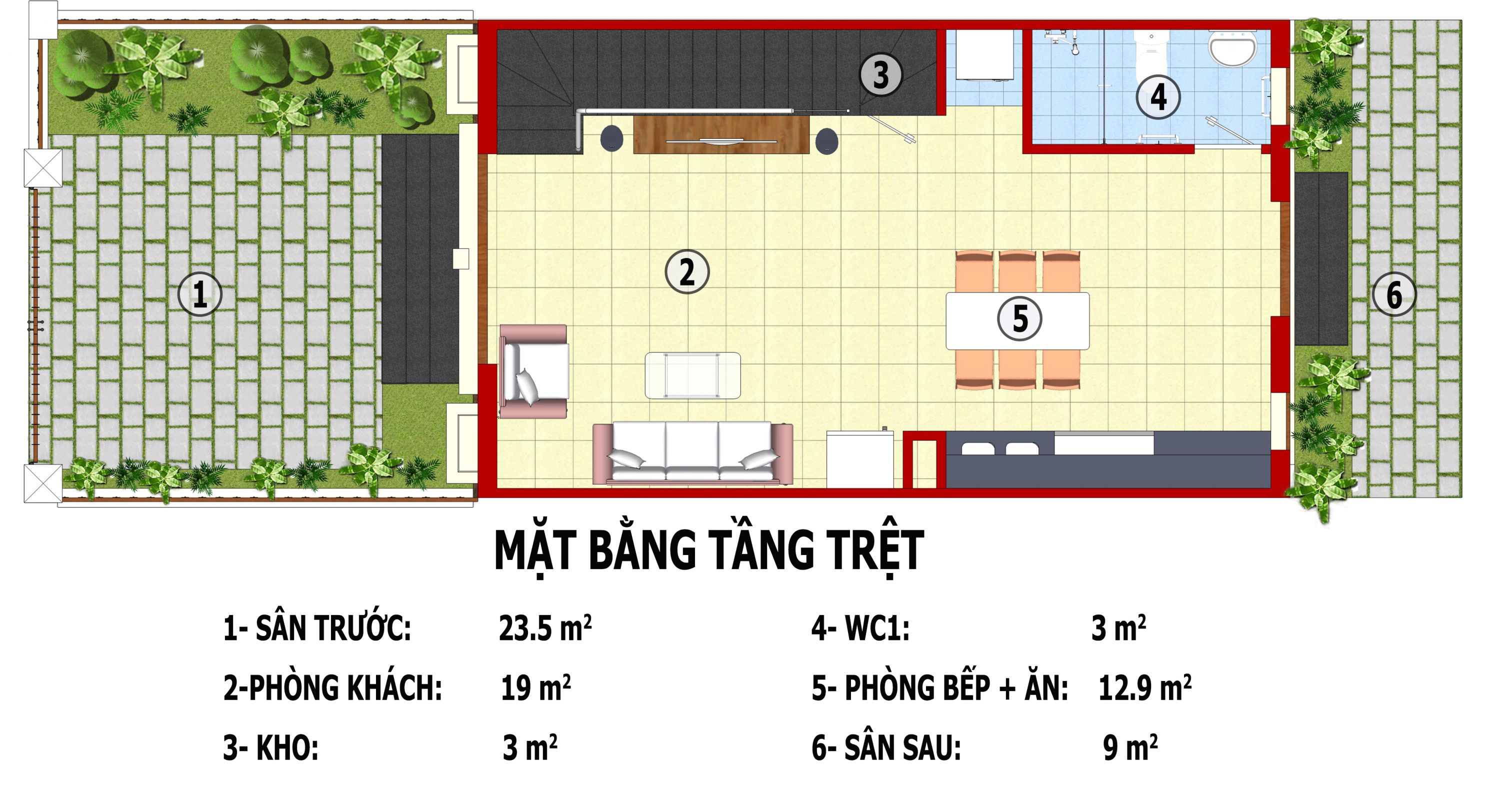 Liên kế 3 tầng căn giữa