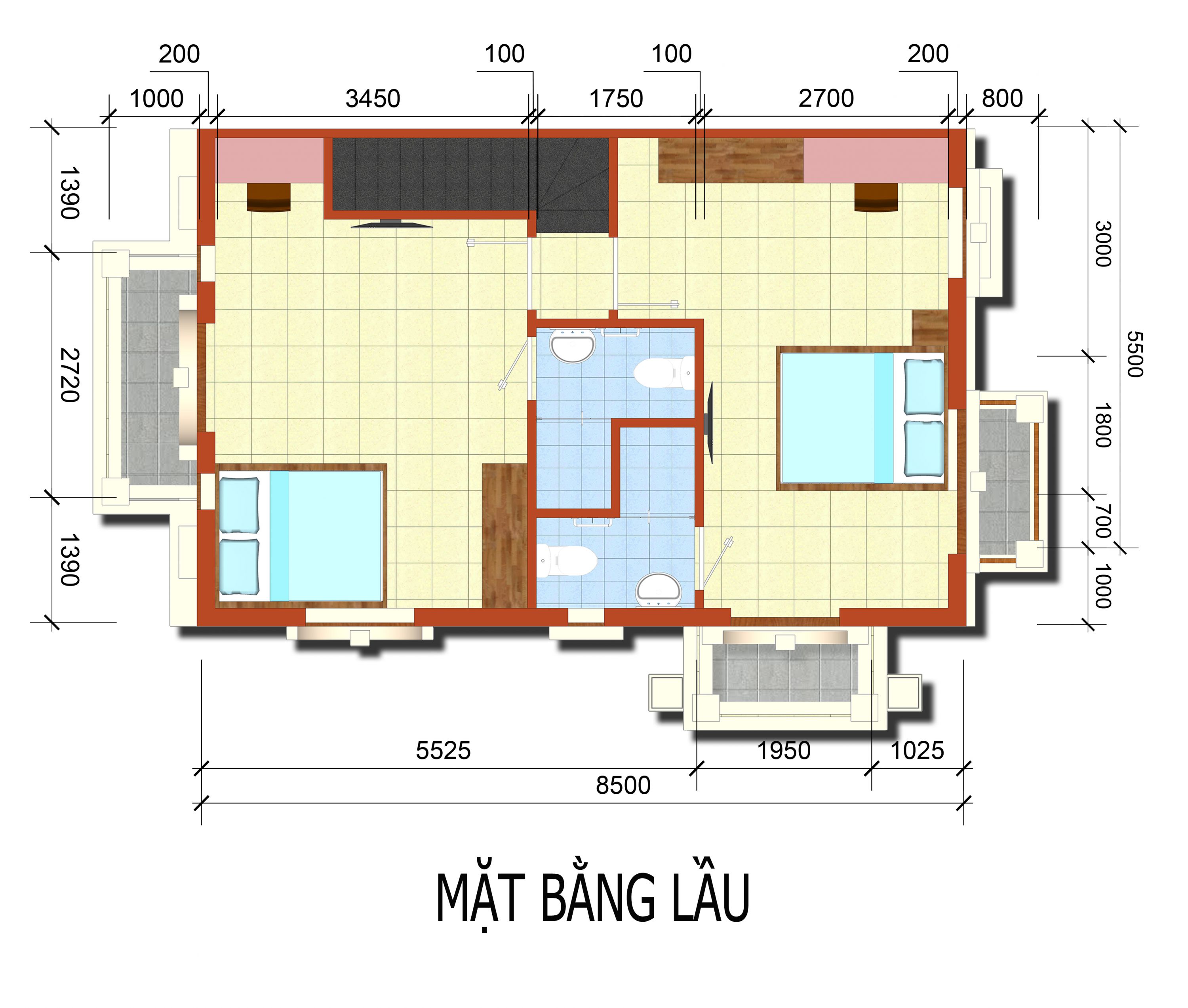 Liên kế 2 tầng căn bìa